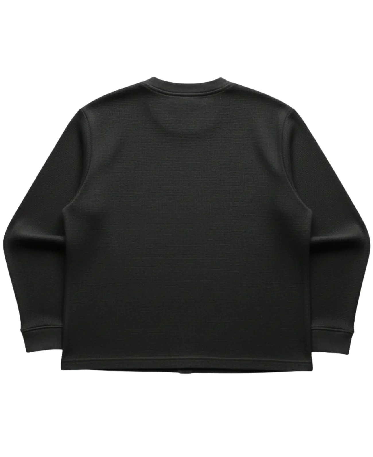 Black Waffle Knit Oversized Full Sleeve Tshirt - Image 2